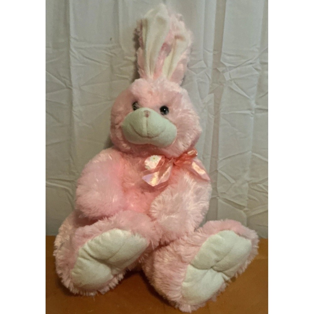 Dan Dee Collector's Choice 21" Pink Bunny With Pink Floral Bow‎